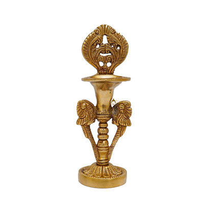 Brass Diya Oil Lamp For Home Temple Religious Decor Showpiece 8 Inch