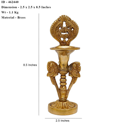 Brass Diya Oil Lamp For Home Temple Religious Decor Showpiece 8 Inch