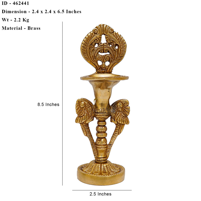 Brass Oil Lamp Diya Pair For Home Temple Religious Decor Showpiece 8 Inch