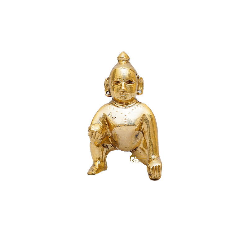 Brass Laddu Gopal Krishna Idol 4 Inch