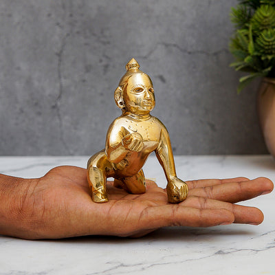 Brass Laddu Gopal Krishna Idol 4 Inch