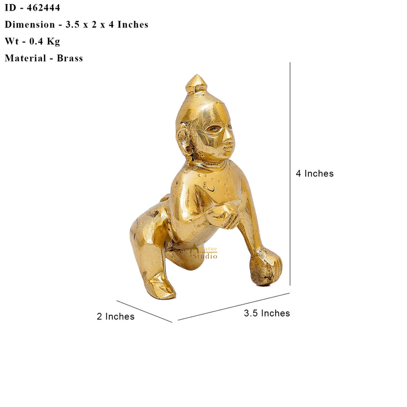 Brass Laddu Gopal Krishna Idol 4 Inch