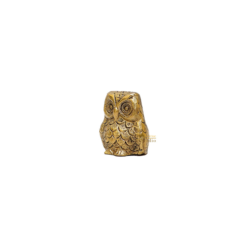 Brass Owl Statue Feng Shui Vastu Showpiece 2 Inch