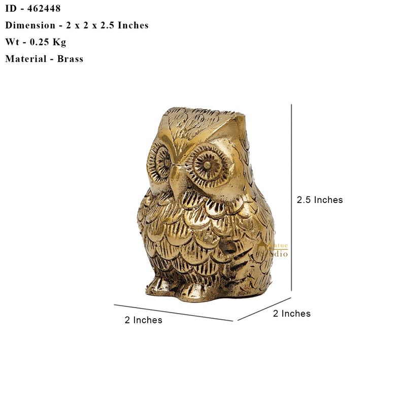 Brass Owl Statue Feng Shui Vastu Showpiece 2.5 Inch