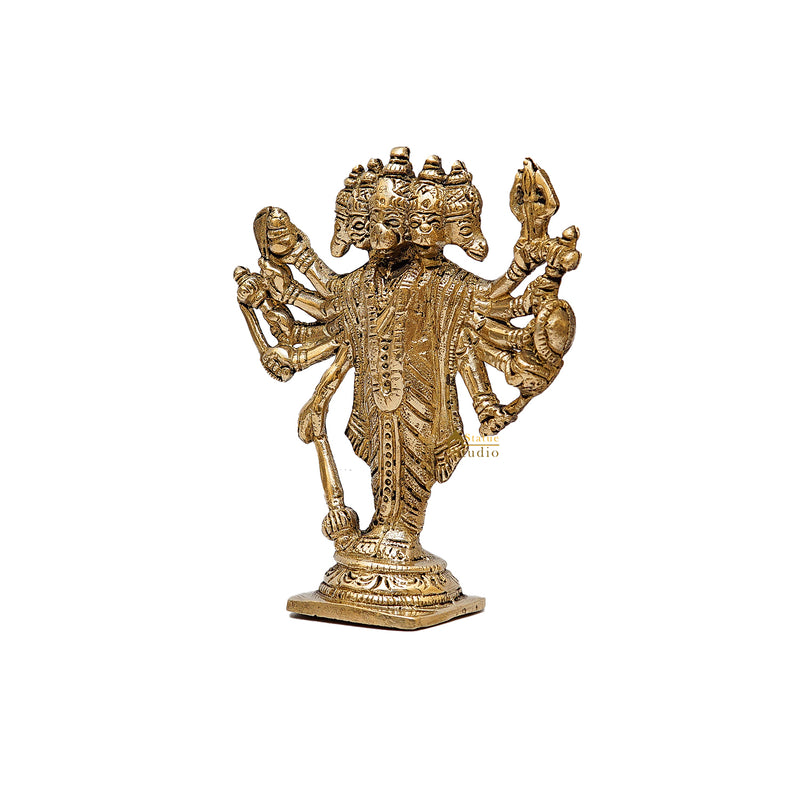 Brass Standing Panchmukhi Hanuman Statue 5 Inch