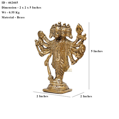 Brass Standing Panchmukhi Hanuman Statue 5 Inch