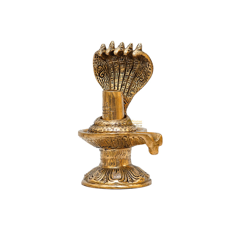 Brass Shiva Lingam With Naag 6.5 Inch