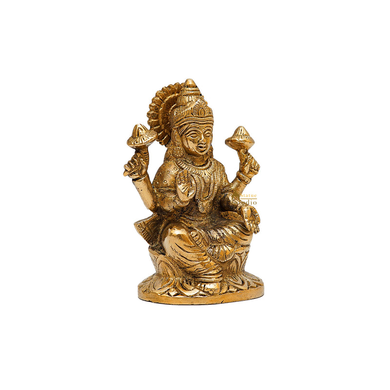 Brass Goddess Lakshmi Statue 5 Inch