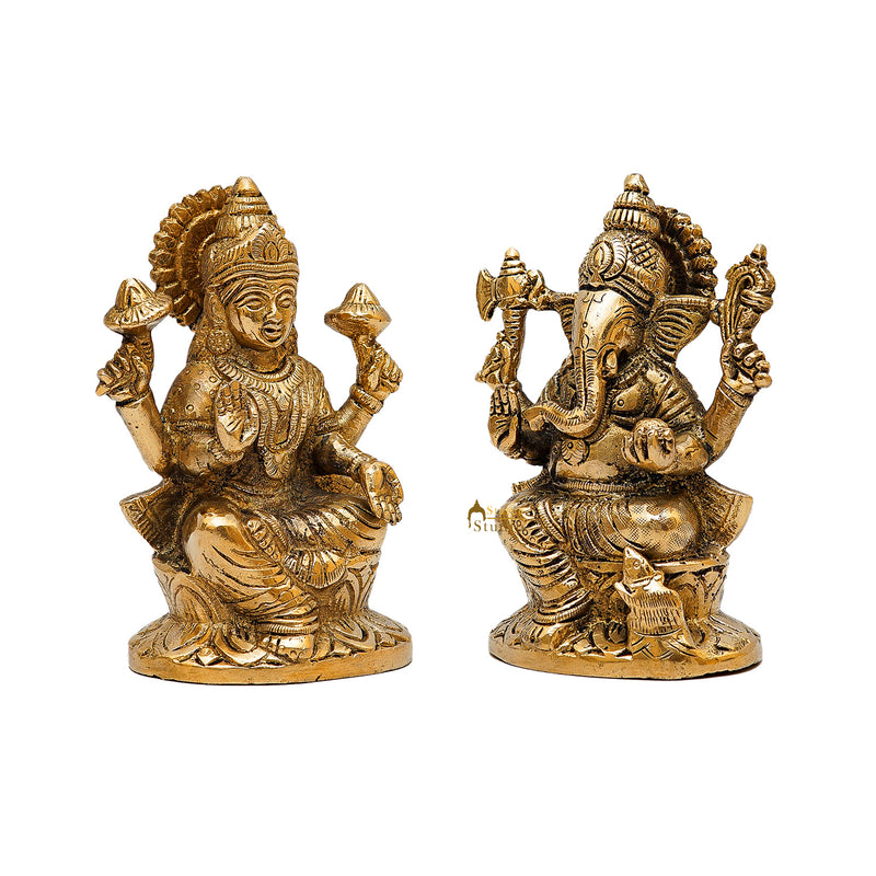 Ganesha Lakshmi Brass Statue 5 Inch