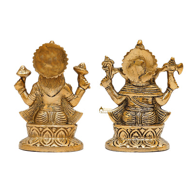 Ganesha Lakshmi Brass Statue 5 Inch