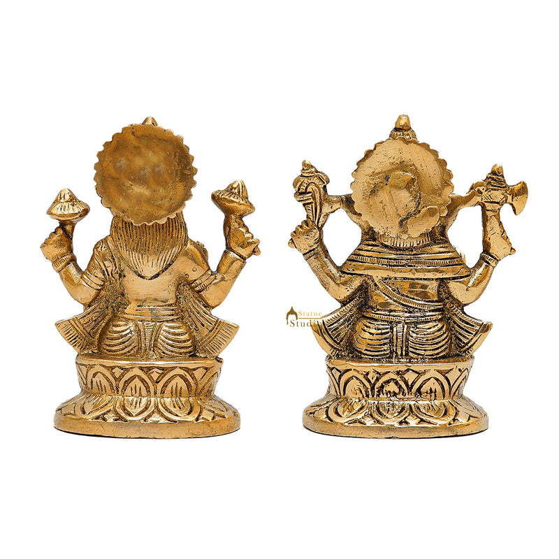 Ganesha Lakshmi Brass Statue 5 Inch