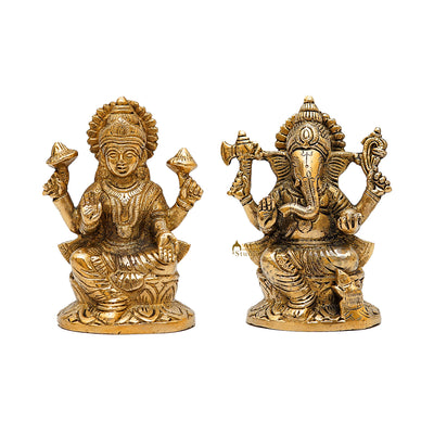 Ganesha Lakshmi Brass Statue 5 Inch