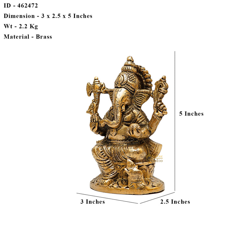 Ganesha Lakshmi Brass Statue 5 Inch