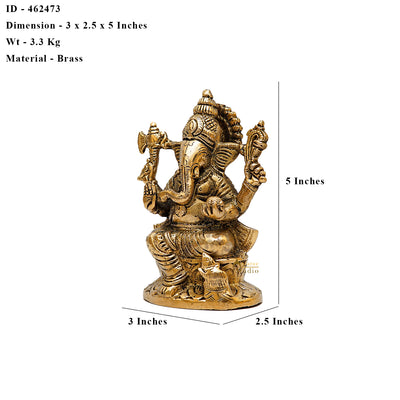 Brass Ganesha Lakshmi Saraswati Idols For Diwali Home Puja Décor Gift 5"