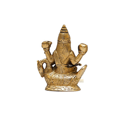 Brass Saraswati Statue For Home Decor 4 Inch