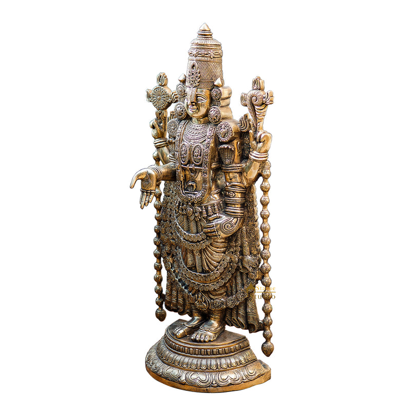 Brass Large Tirupati Balaji Statue Religious Idol 3 Feet For Decor