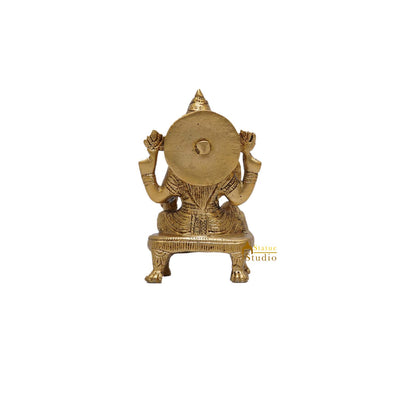 Brass Goddess Lakshmi Statue On Chowki 5 Inch