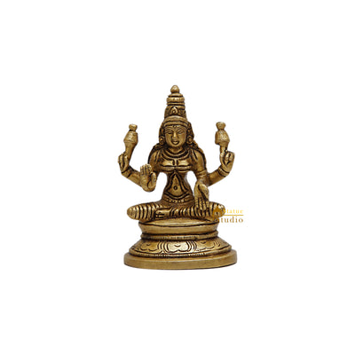 Brass Goddess Lakshmi Idol 3.5 Inch