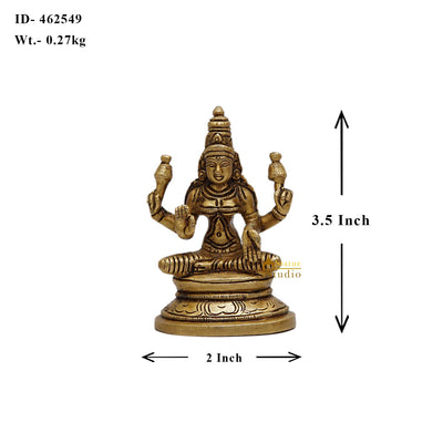 Brass Goddess Lakshmi Idol 3.5 Inch