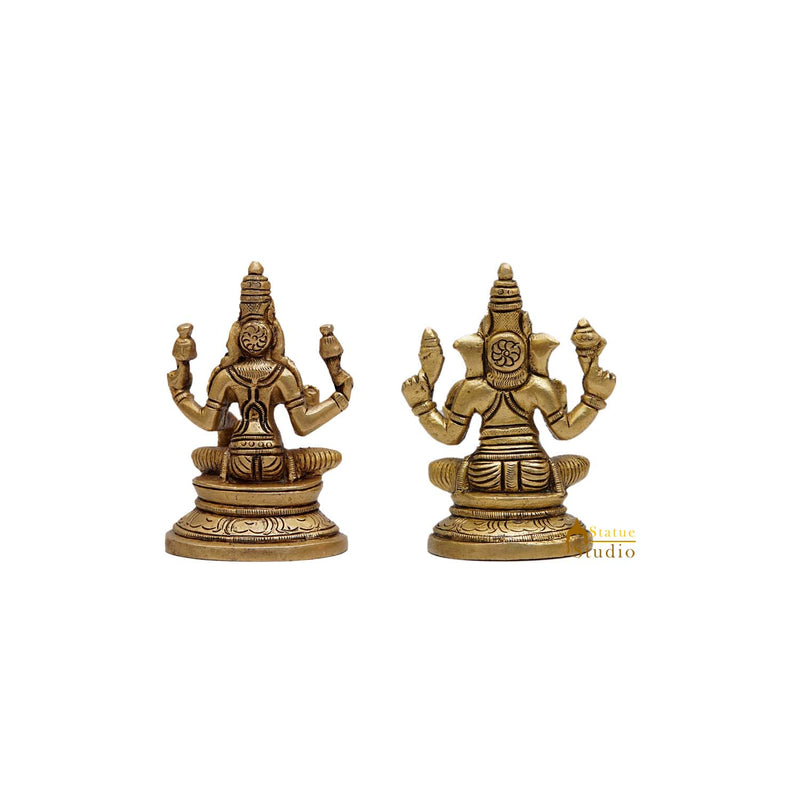 Brass Superfine Ganesha Lakshmi Idols 3.5 Inches