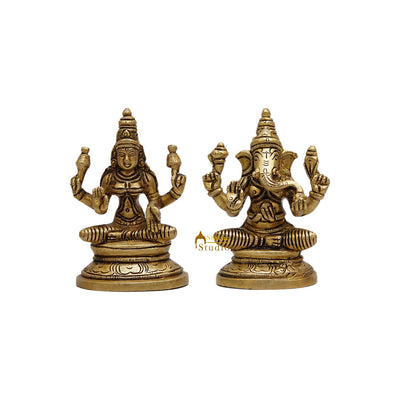 Brass Superfine Ganesha Lakshmi Idols 3.5 Inches