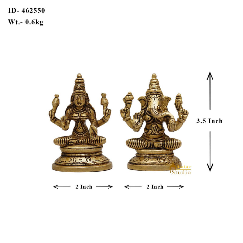 Brass Superfine Ganesha Lakshmi Idols 3.5 Inches