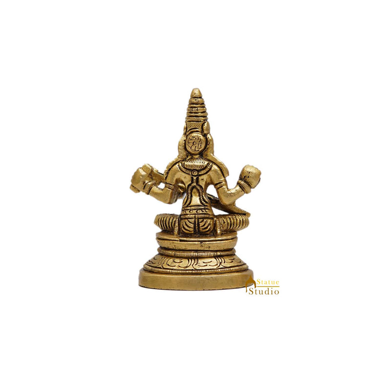 Brass Small Saraswati Statue For Home Decor 3.5 Inch