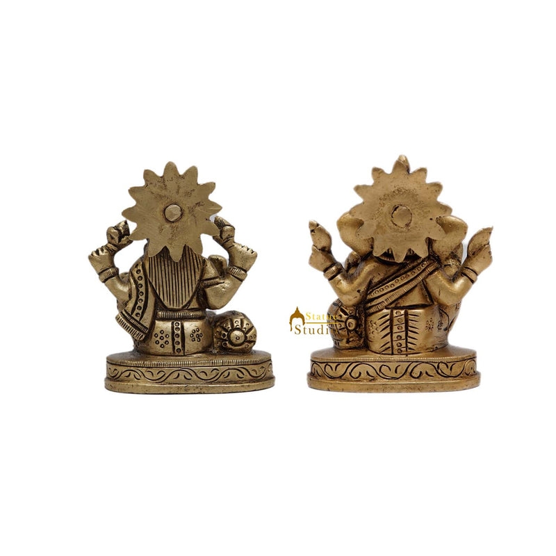 Brass Ganesha Lakshmi Idols 3 Inches