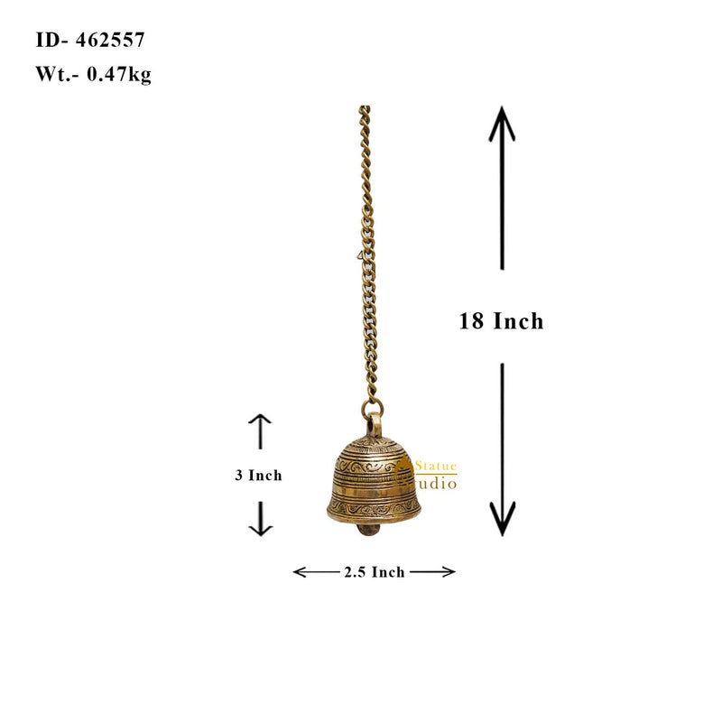 Brass Engraved Hanging Bell 2.5 inch diameter