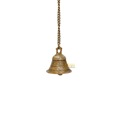 Brass Engraved Hanging Bell 3 inch diameter