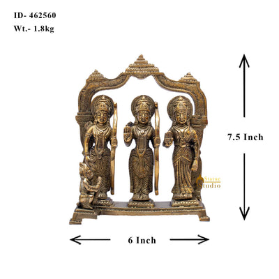 Brass Antique Ram Darbar Statue Rama Family Idol Home Religious Decor 7"