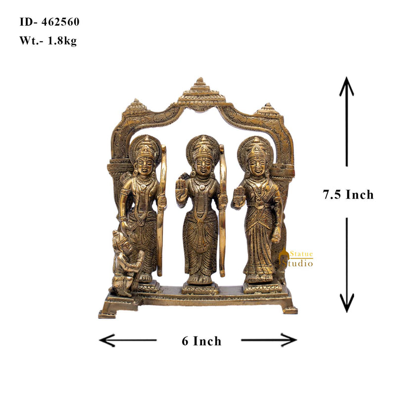 Brass Antique Ram Darbar Statue Rama Family Idol Home Religious Decor 7"