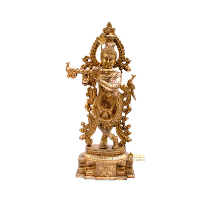 Brass Lord Krishna Statue Idol Showpiece For Home Pooja Decor Gift 15"