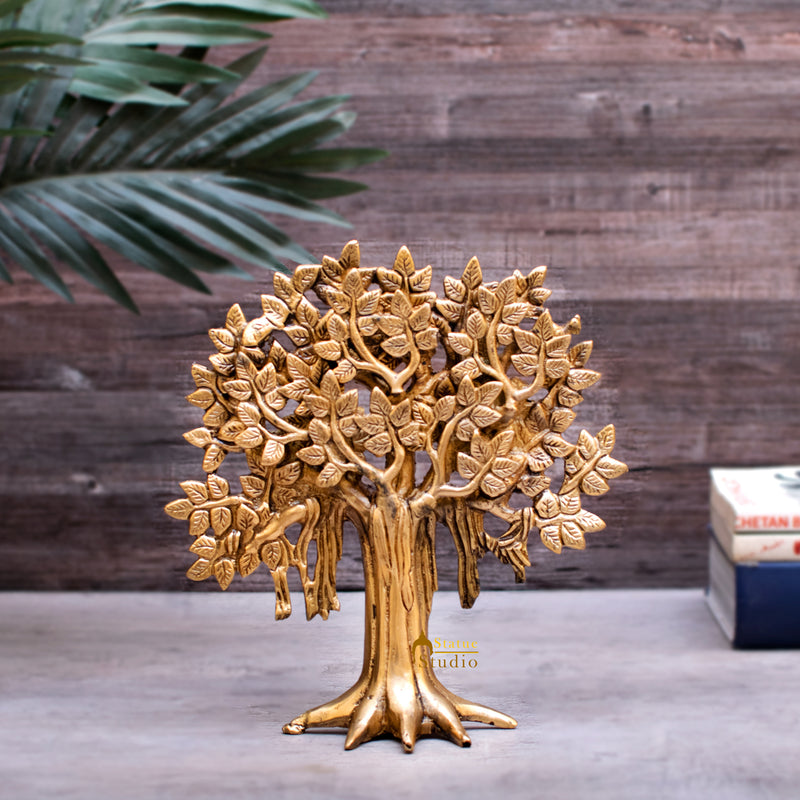 Brass Tree Statue For Home Room Table Decor Showpiece Item 8" - SKU - 462565