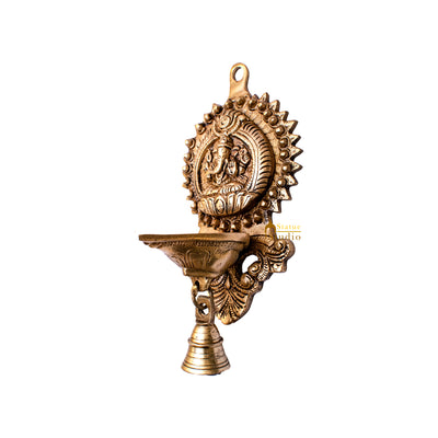 Brass Ganesha Diya Lamp Wall Hanging For Home Temple Decor 9 Inch