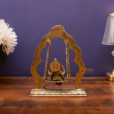 Brass Ganesha Idol On Swing Statue 9 Inch