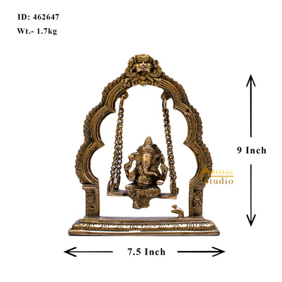 Brass Ganesha Idol On Swing Statue 9 Inch