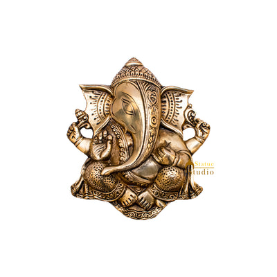 Brass Ganesha Wall Hanging Unique Design 8.5 Inch