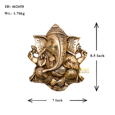 Brass Ganesha Wall Hanging Unique Design 8.5 Inch