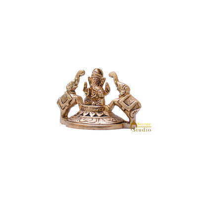 Brass Small Ganesha Lakshmi Statue Ganesh Laxmi Idol For Decor Showpiece 2"