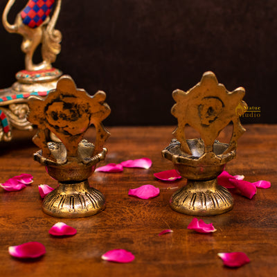 Brass Shankh Chakra Diya Lamp 5 Inch