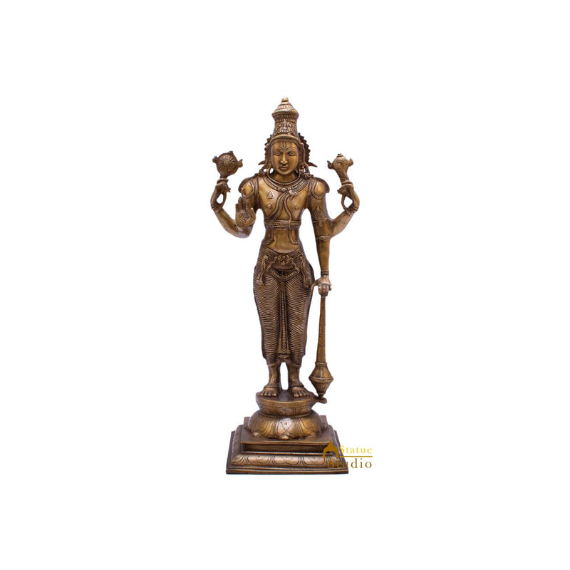 Brass Cosmic Lord Vishnu Statue Narayanan Idol 20"