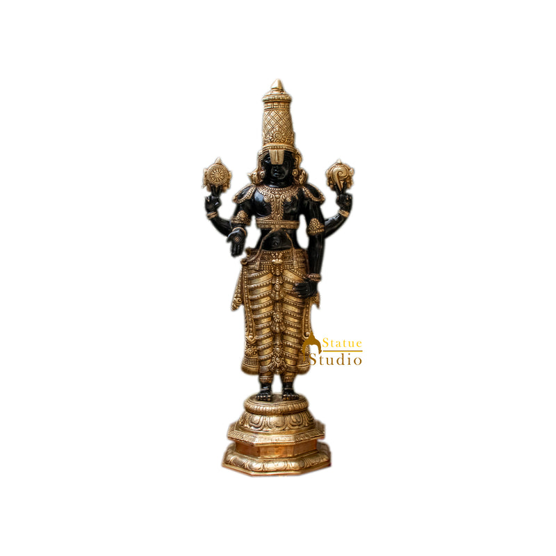 Brass Tirupati Balaji Statue Religious Venkateshwara Idol Decor 32"