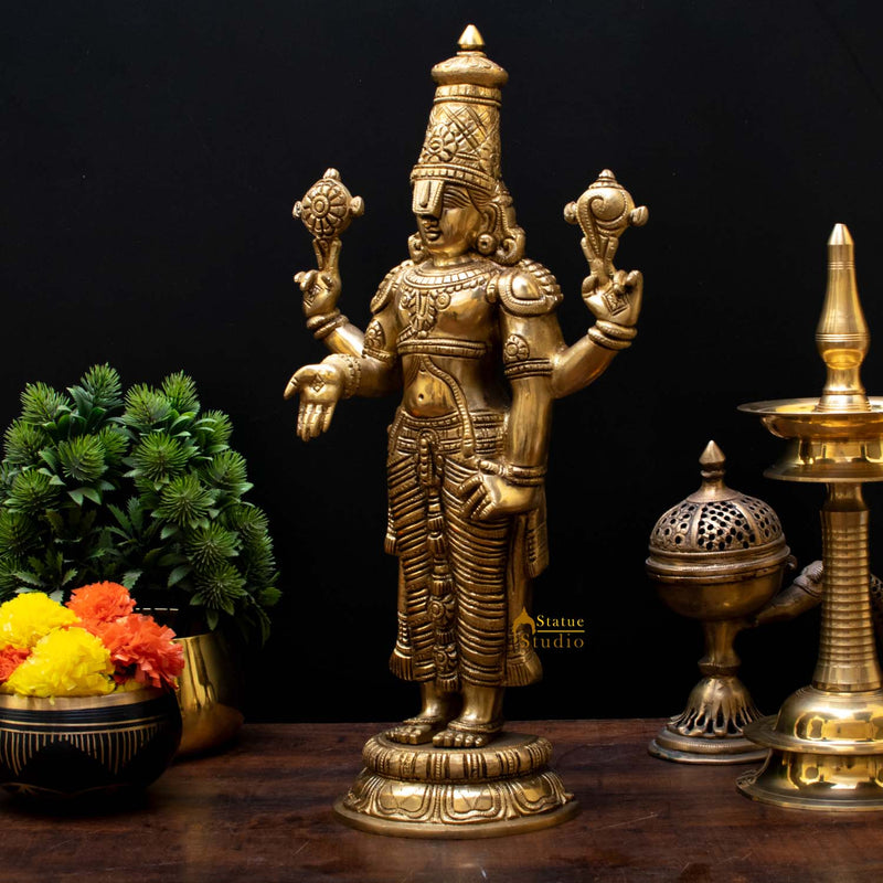 Brass Tirupati Balaji Statue Religious Decor Murti Idol 1.5 Feet