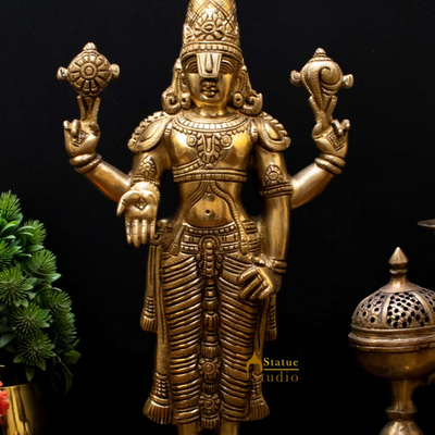 Brass Tirupati Balaji Statue Religious Decor Murti Idol 1.5 Feet