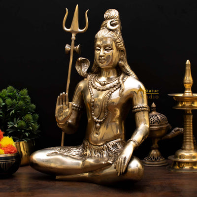 Brass Large Shiva Statue Mahadev For Home Decor 1.5 feet