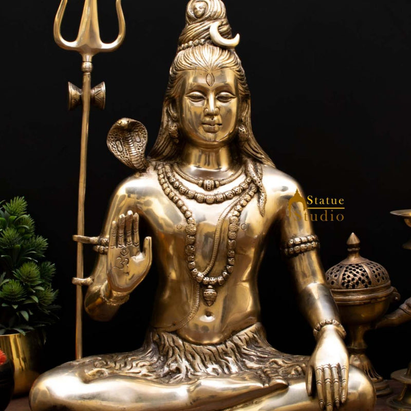 Brass Large Shiva Statue Mahadev For Home Decor 1.5 feet