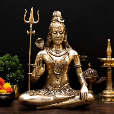 Brass Large Shiva Statue Mahadev For Home Decor 1.5 feet - 462764