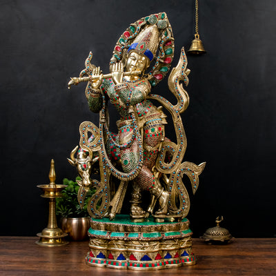 Brass Krishna Statue 3 Feet - SKU - 462824