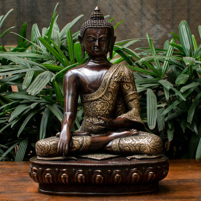 Brass Large Buddha Statue Antique Finish For Home Decor 2 Feet  - 462827